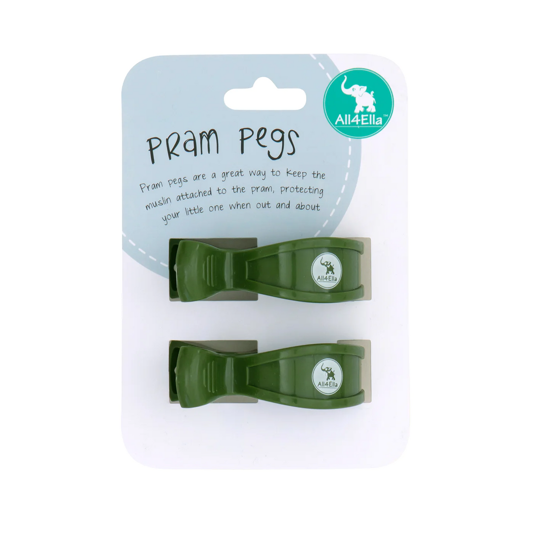 All4Ella 2 Pack Pram Pegs - Forest Green