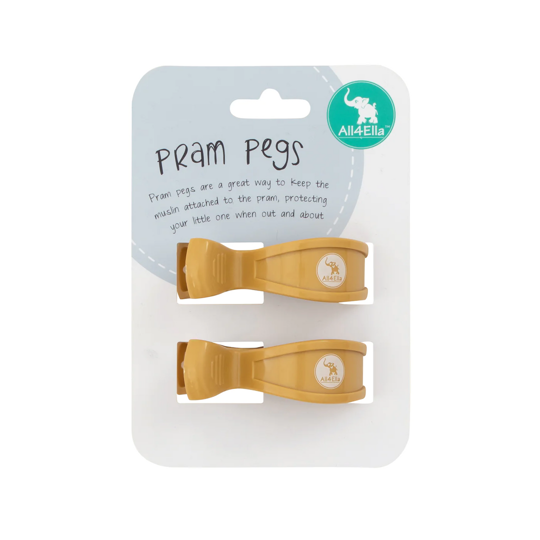 All4Ella 2 Pack Pram Pegs - Mustard