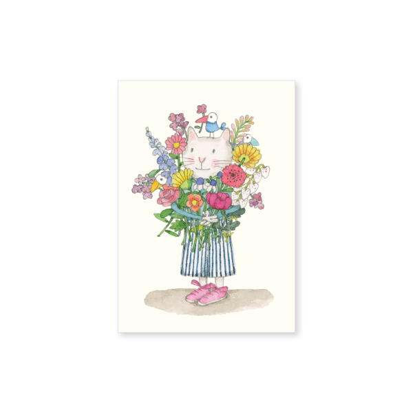 Twigseeds Cat with Flowers Mini Card