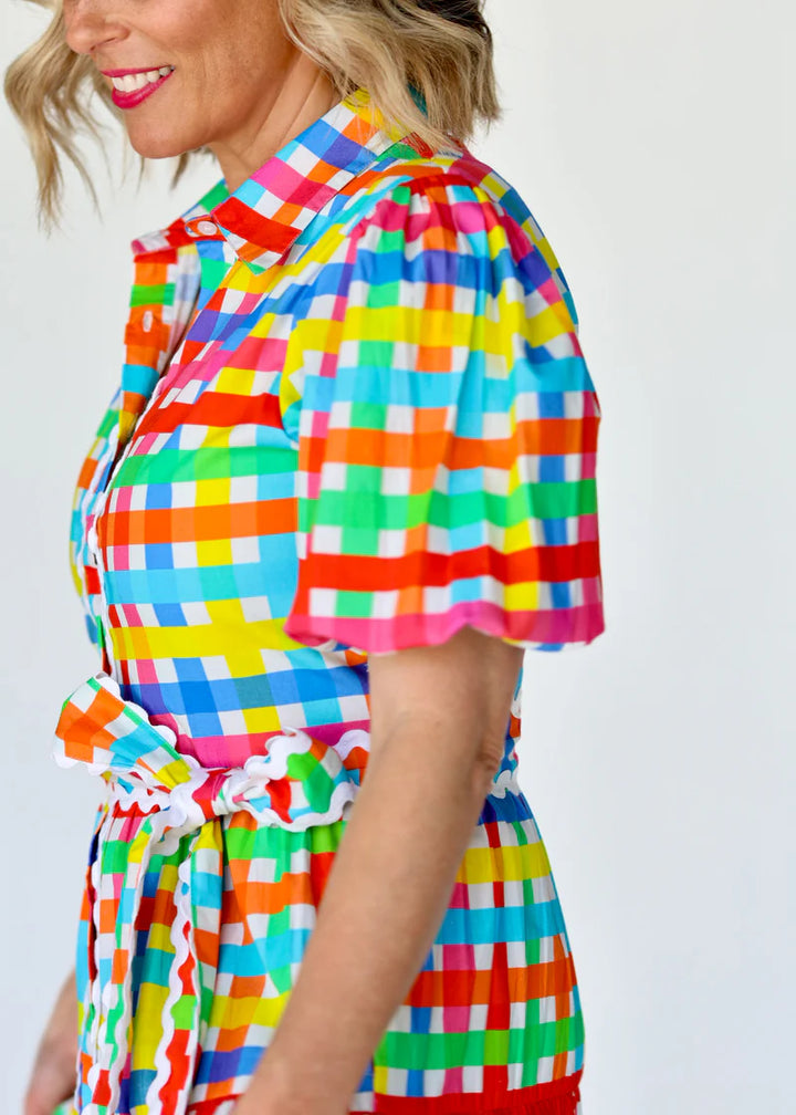 Alice Dress - Neon Gingham