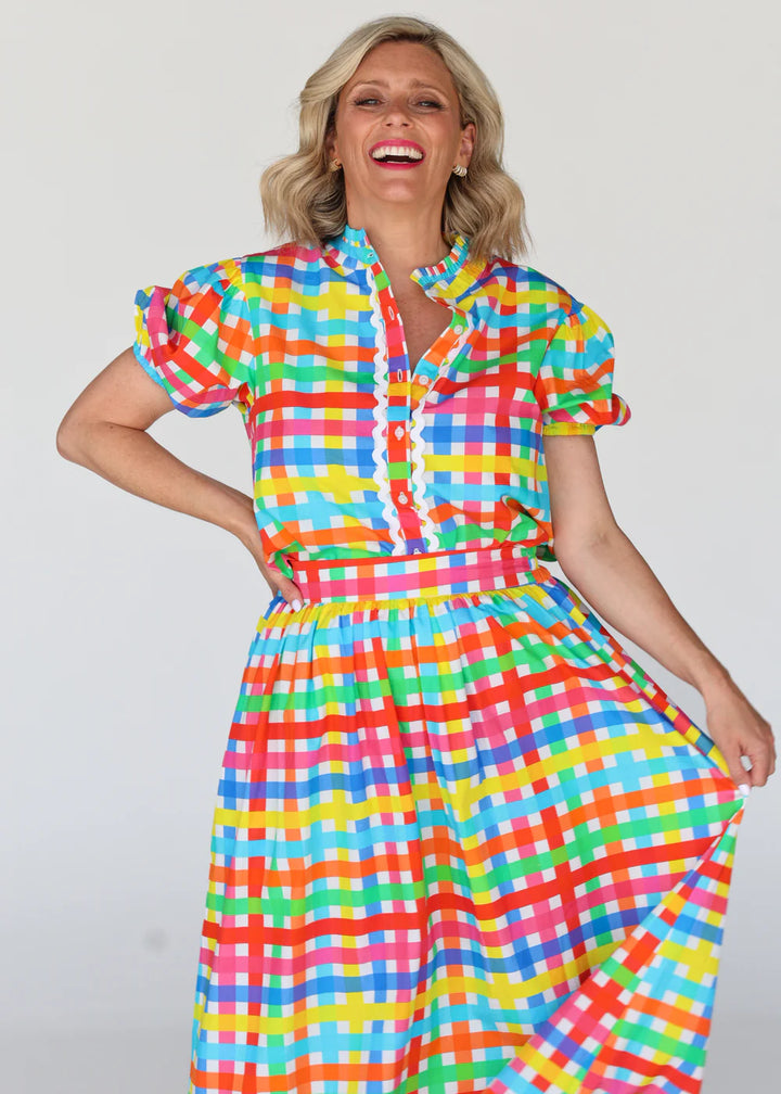 Chloe Shirt Neon Gingham