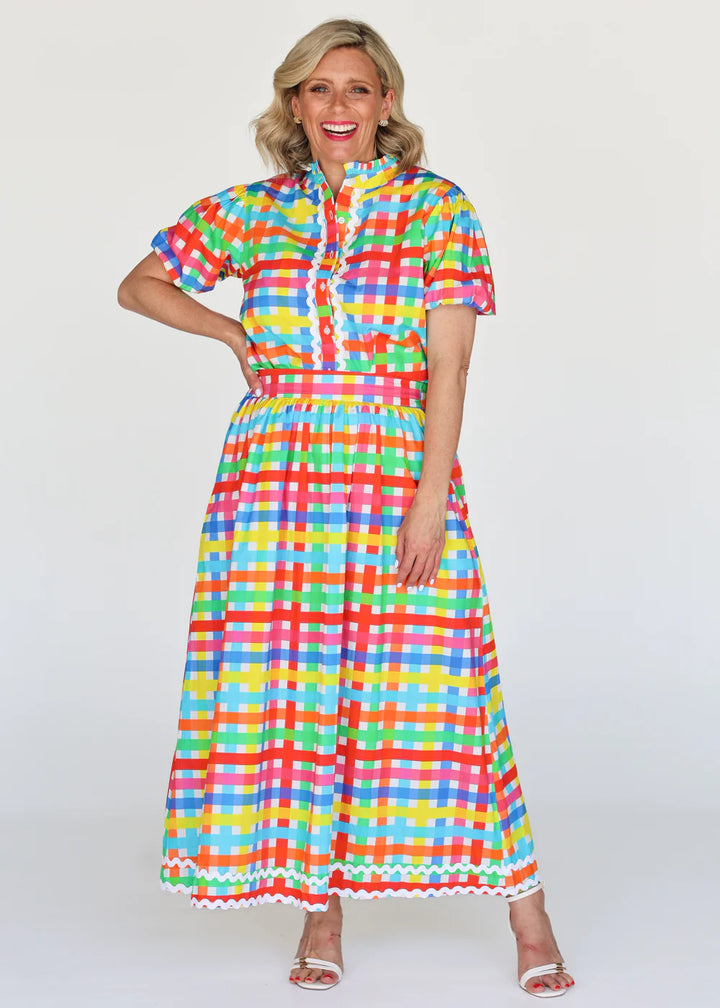 Emma Skirt Neon Gingham