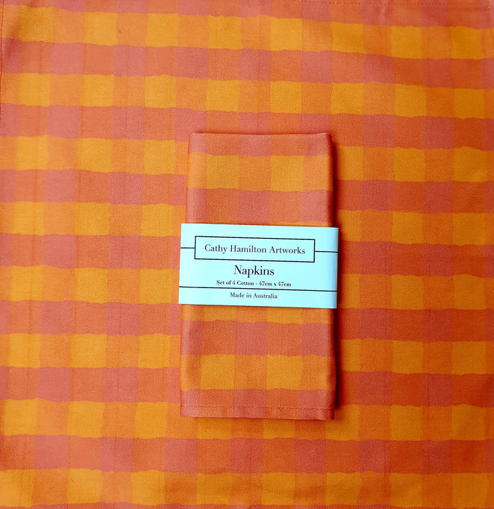 Gingham Napkin (box set of 4) - Orange