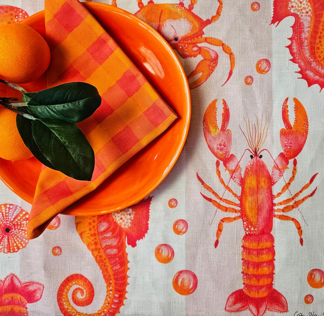 Gingham Napkin (box set of 4) - Orange