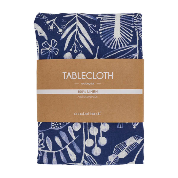 Linen Tablecloth - Navy Natives -Medium