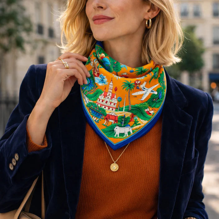 Silk Scarf 50×50 - Gateaux Green