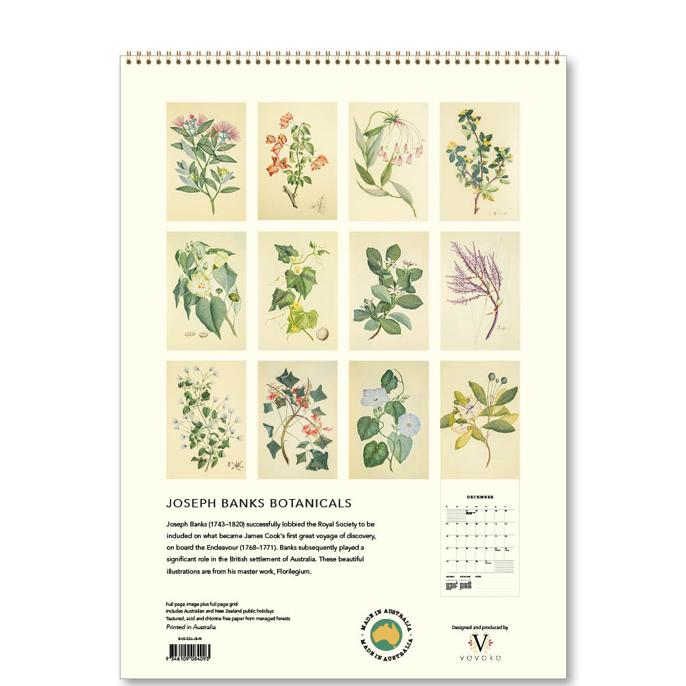 2026  Medium Calendar-Joseph Banks Botanicals-HMS Endeavour