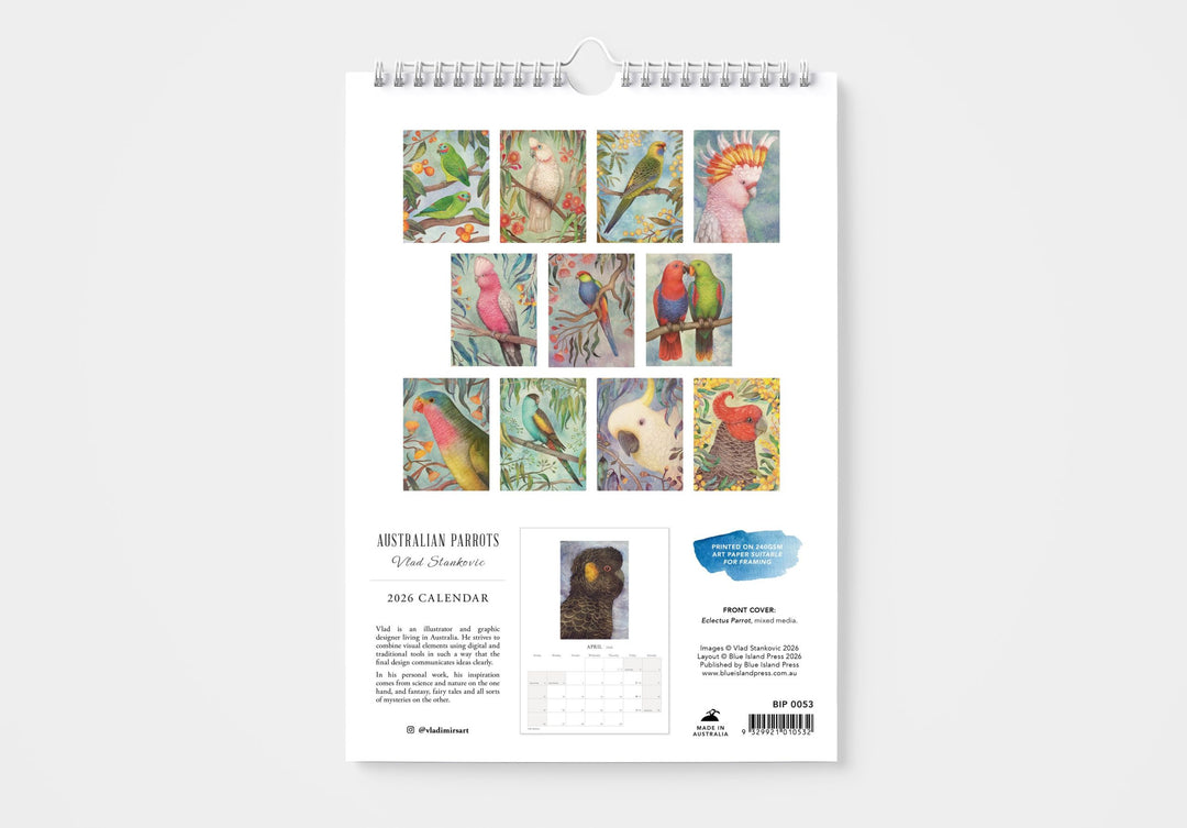 2026 Australian Parrots By Vlad Stankovic Wall Calendar