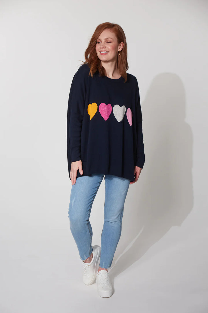 Boden Heart Jumper - Midnight - One Size