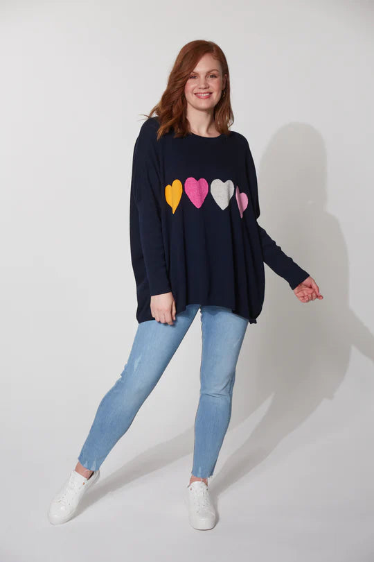 Boden Heart Jumper - Midnight - One Size
