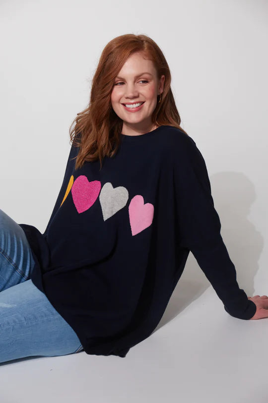 Boden Heart Jumper - Midnight - One Size