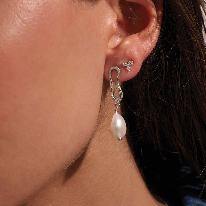 Eterna Baroque Pearl Earrings in Sterling Silver