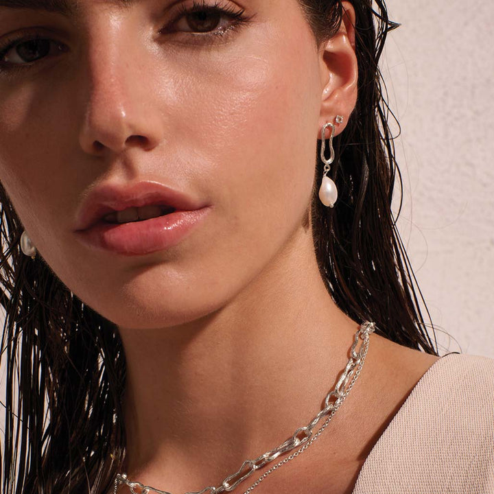 Eterna Baroque Pearl Earrings in Sterling Silver