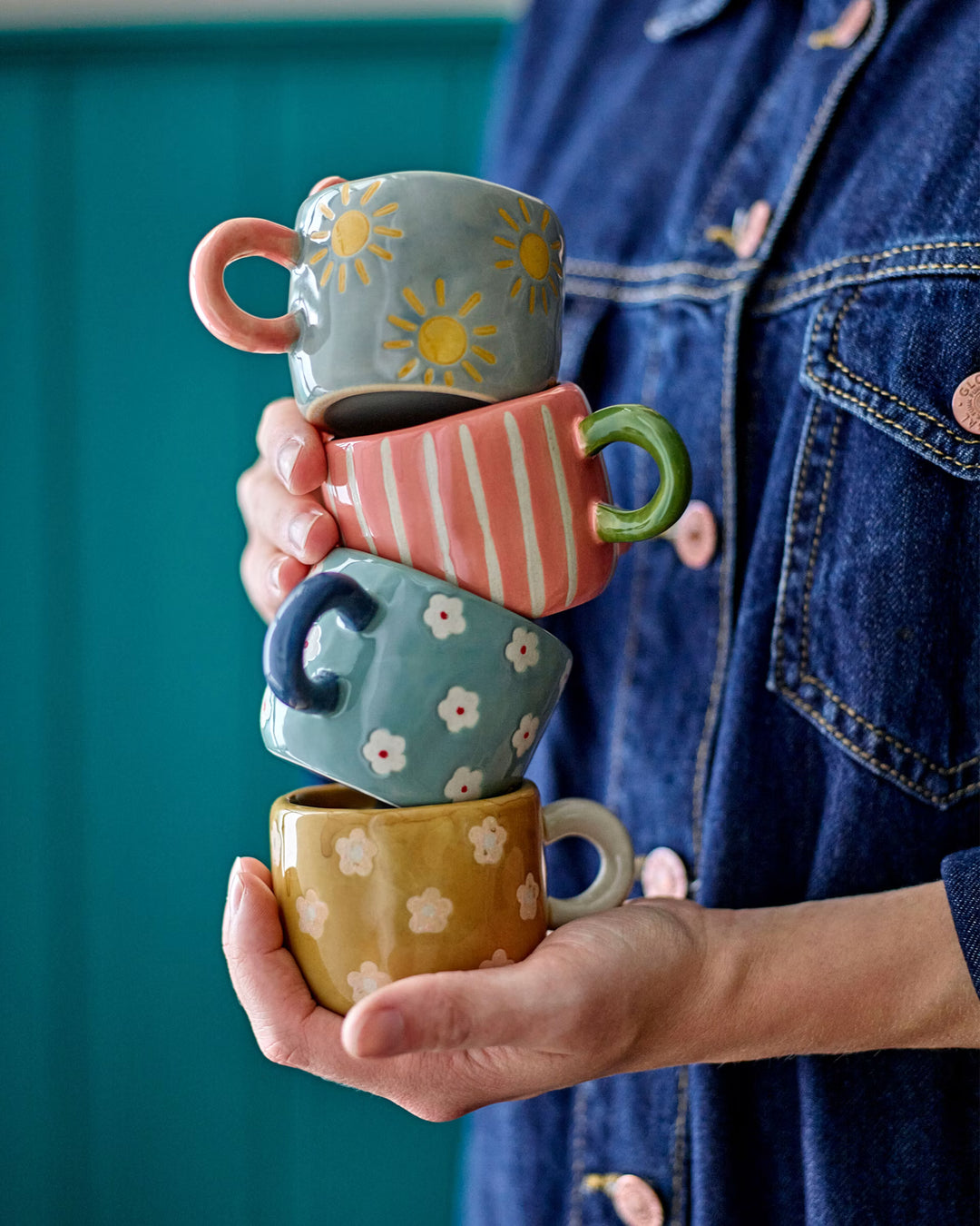Nini Cup - Green with White Flowers