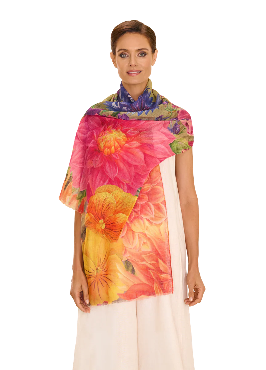 Bountiful Blooms Linen/Cotton Scarf