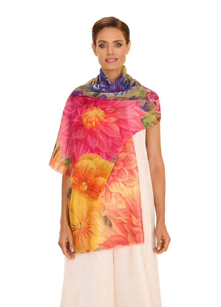 Bountiful Blooms Linen/Cotton Scarf