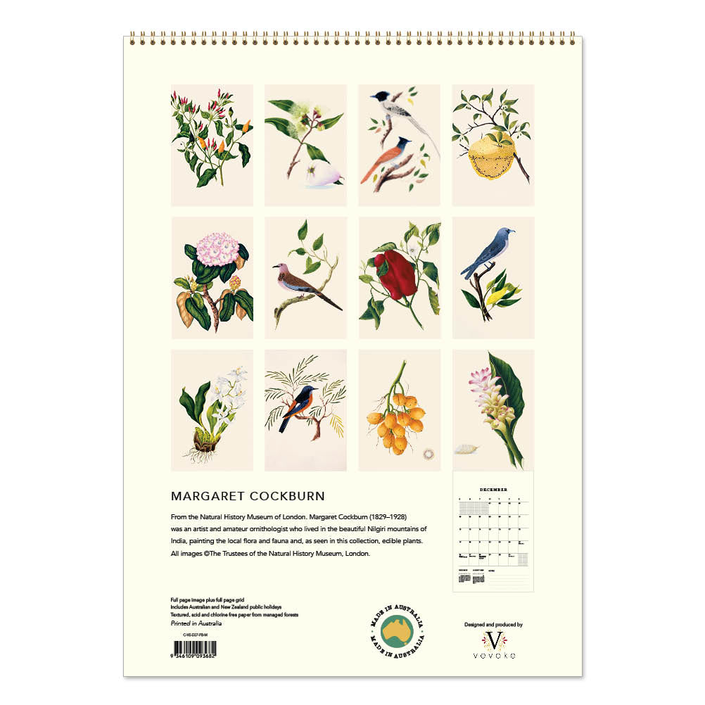 2027 Medium Calendar-Margaret Cockburn-Food Plants, Flowers and Birds
