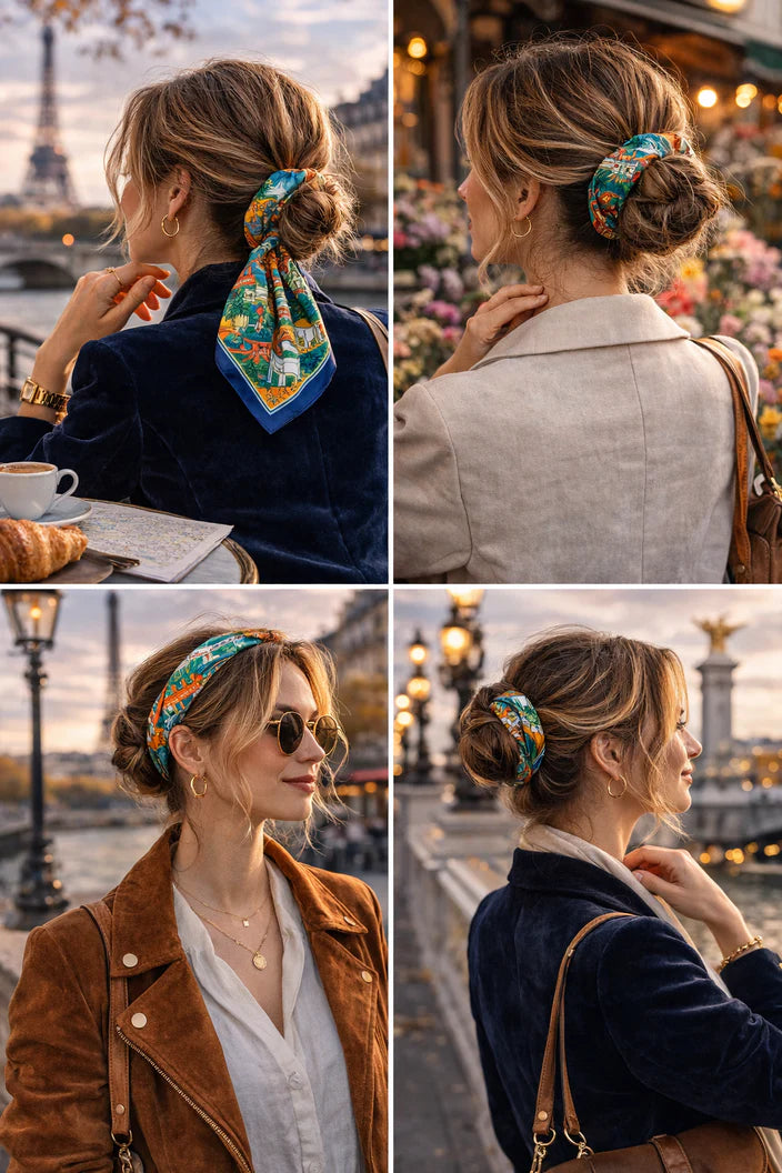 Silk Scarf 50×50 - Gateaux Green