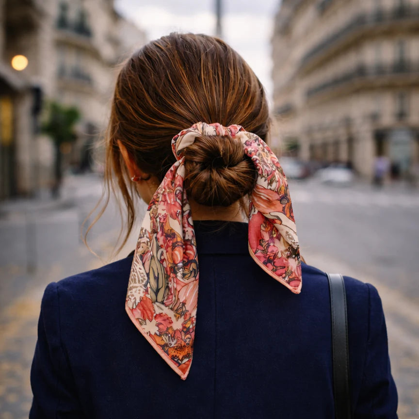 Silk Scarf Heloise Wild Paris Pink - 50X50 cm