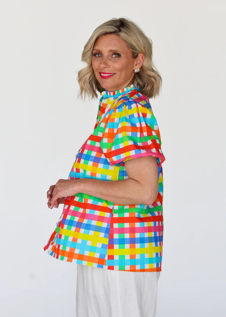 Chloe Shirt Neon Gingham