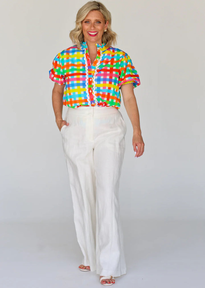 Chloe Shirt Neon Gingham