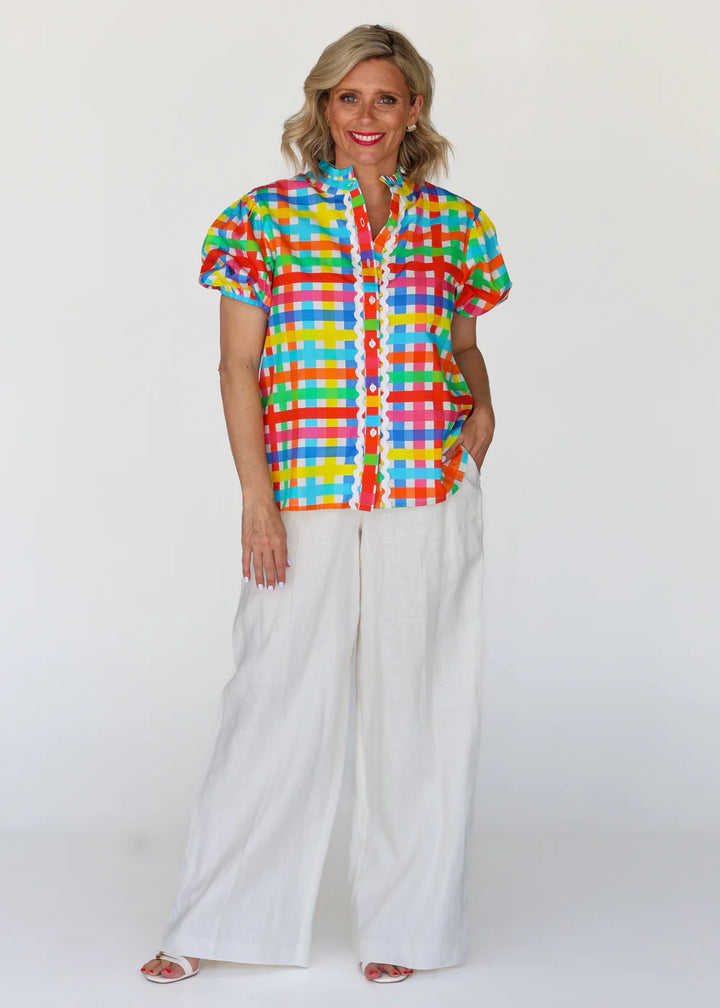 Chloe Shirt Neon Gingham