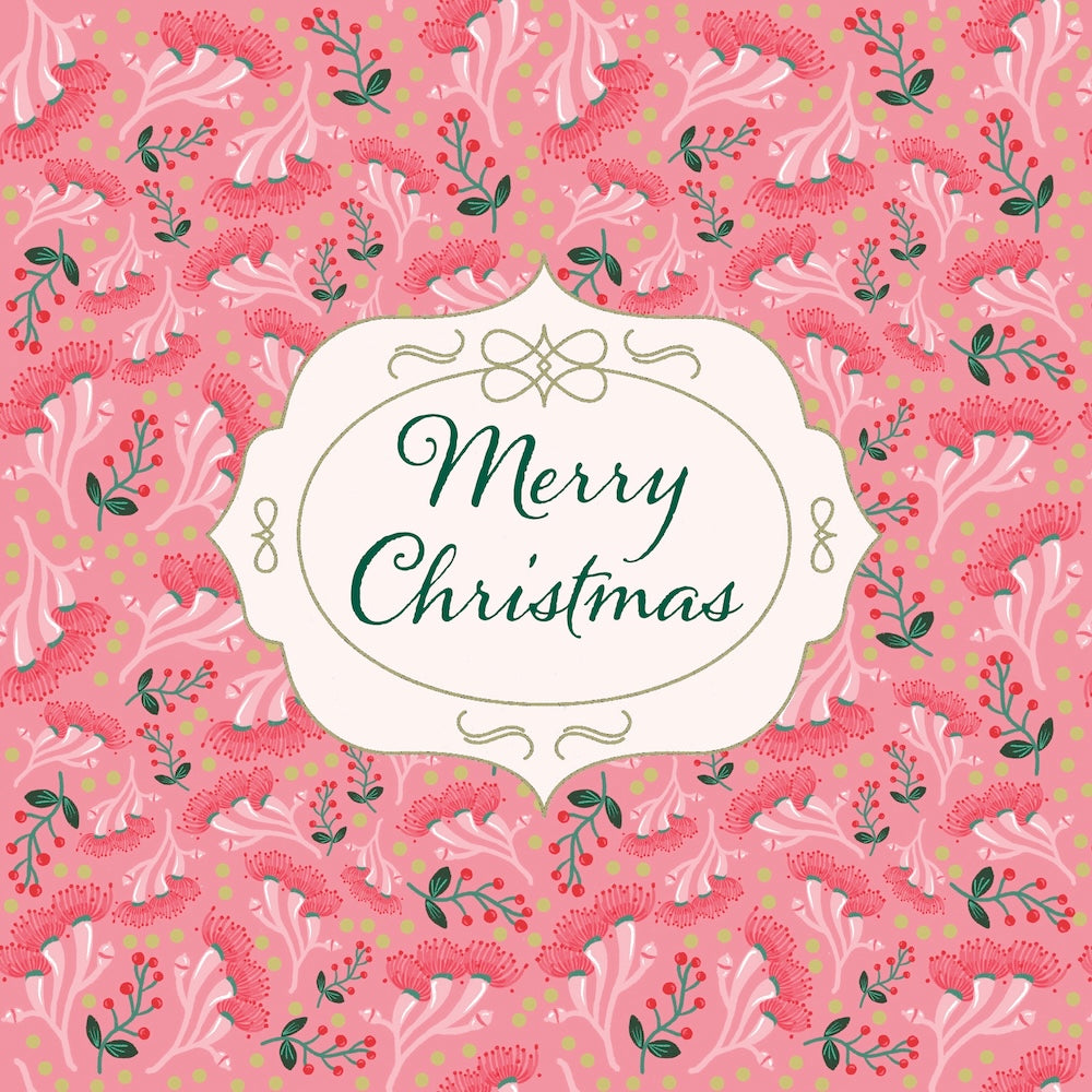 Christmas Card Wallet-BCNA-Vintage Pink Christmas