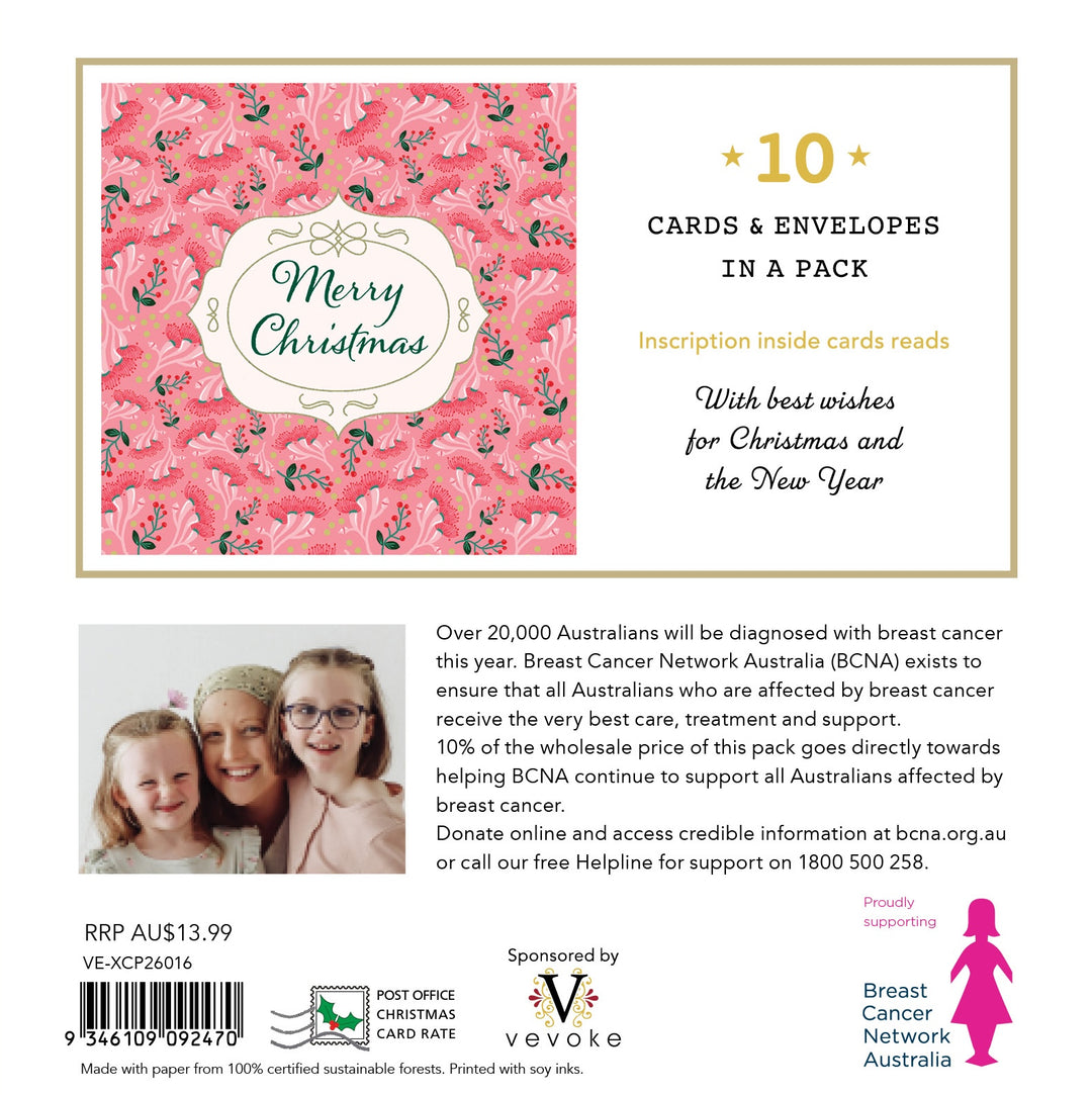 Christmas Card Wallet-BCNA-Vintage Pink Christmas