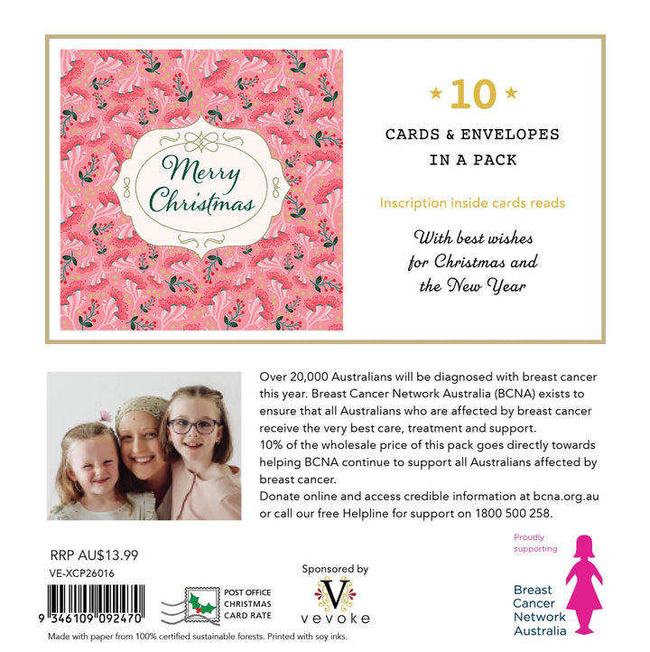 Christmas Card Wallet-BCNA-Vintage Pink Christmas