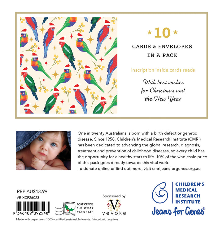 Christmas Card Wallet-CMRI-Rosella Santas