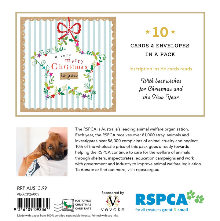 Christmas Card Wallet-RSPCA-Star Wreath