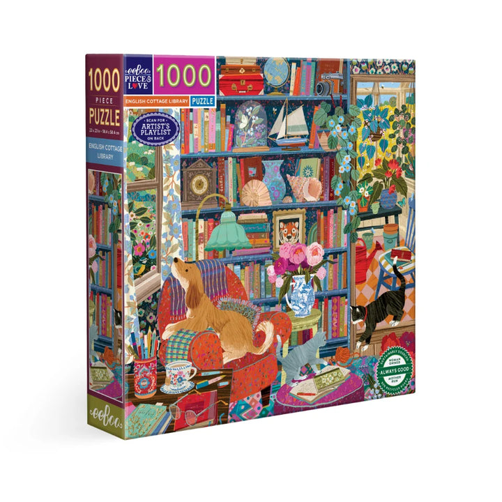 eeBoo 1000 Pc Puzzle - English Cottage Library
