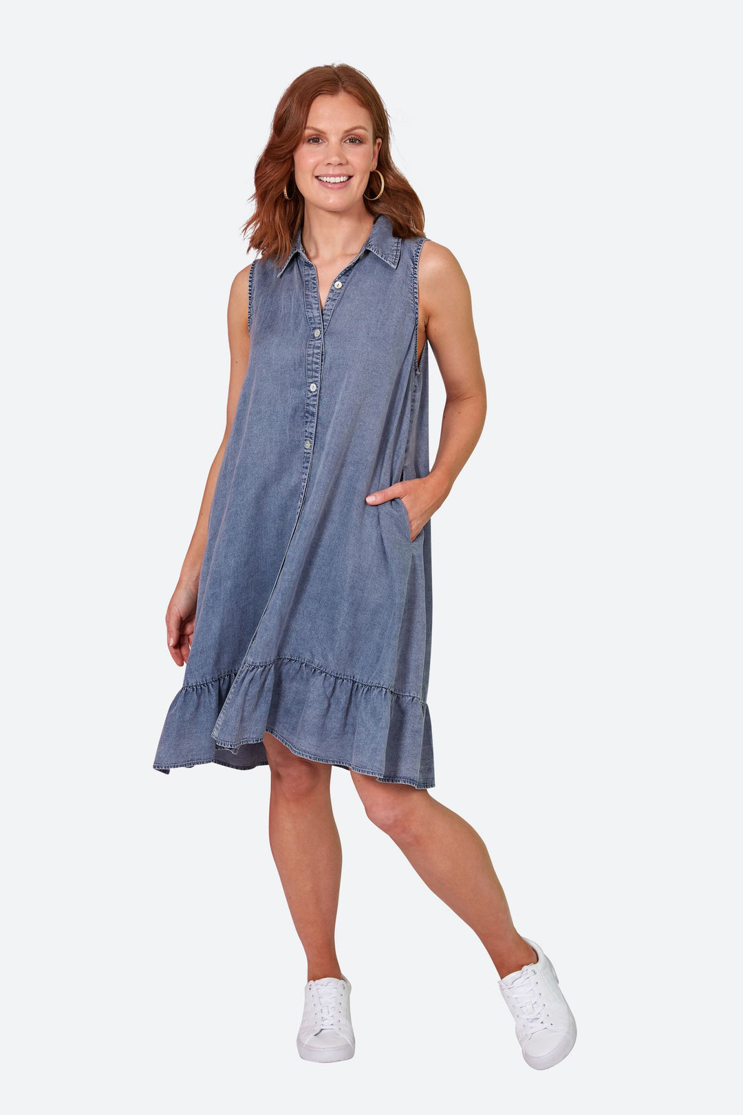 Eb & Ive Elan Sleeveless Dress - Denim