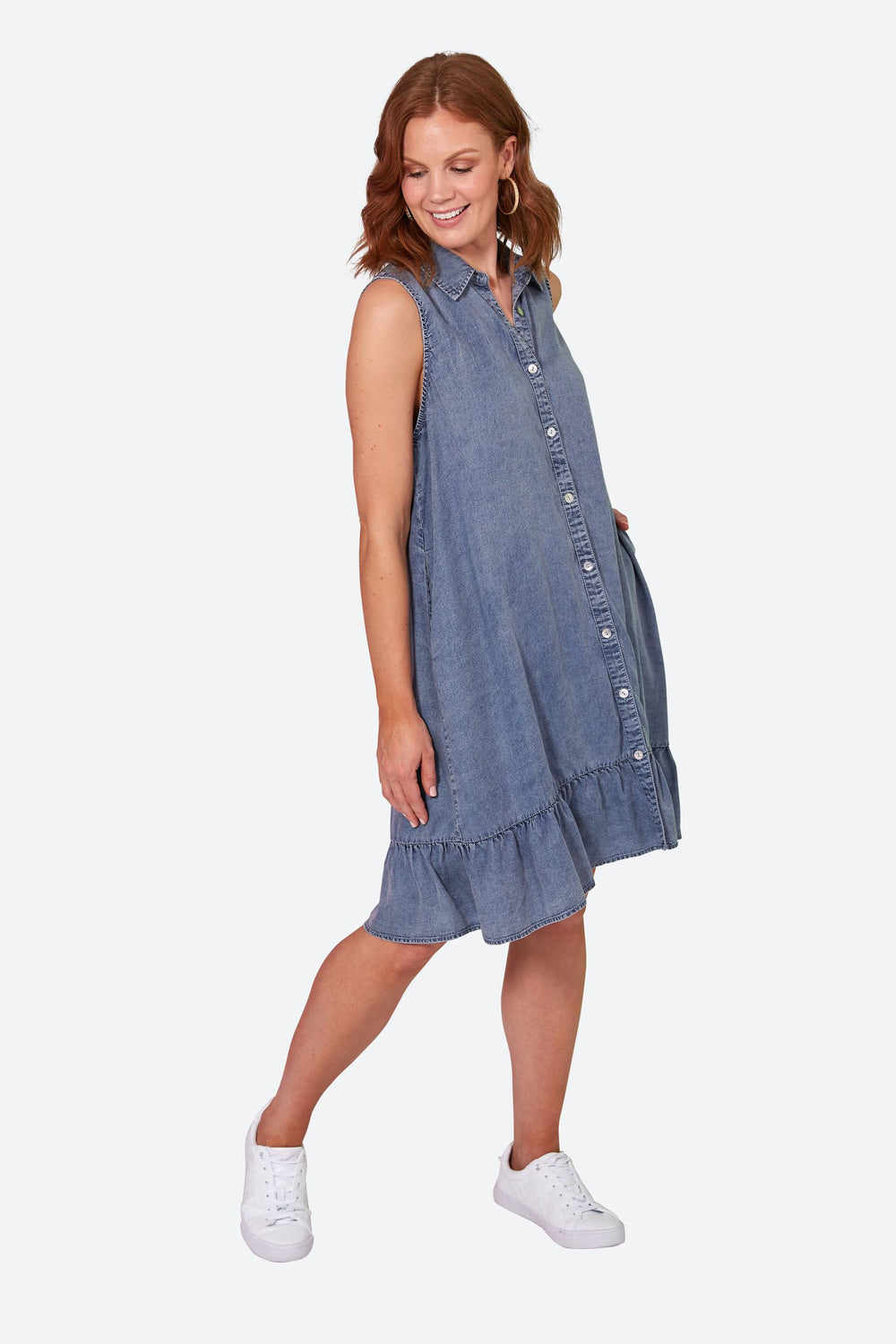 Eb & Ive Elan Sleeveless Dress - Denim