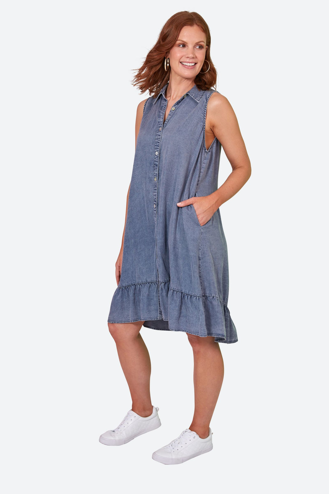 Eb & Ive Elan Sleeveless Dress - Denim