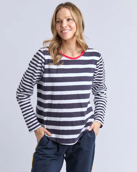 Elm All Sorts Long Sleeve Top - Midnight & White Stripe