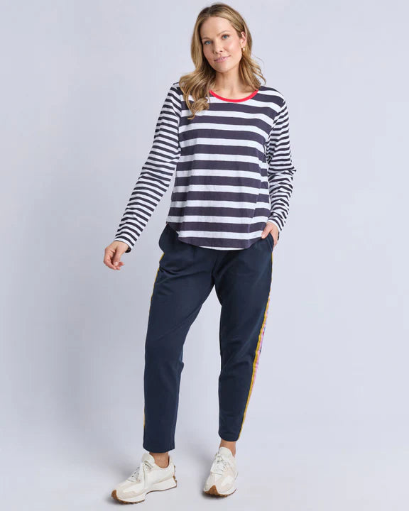 Elm All Sorts Long Sleeve Top - Midnight & White Stripe