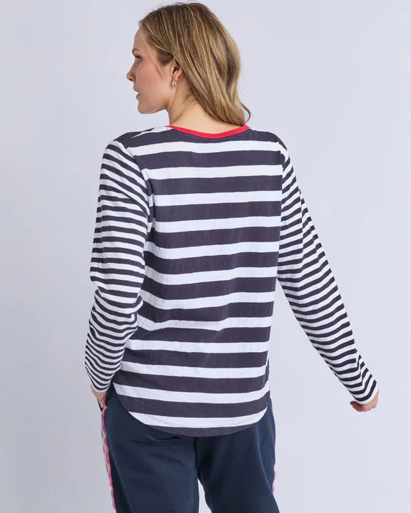 Elm All Sorts Long Sleeve Top - Midnight & White Stripe