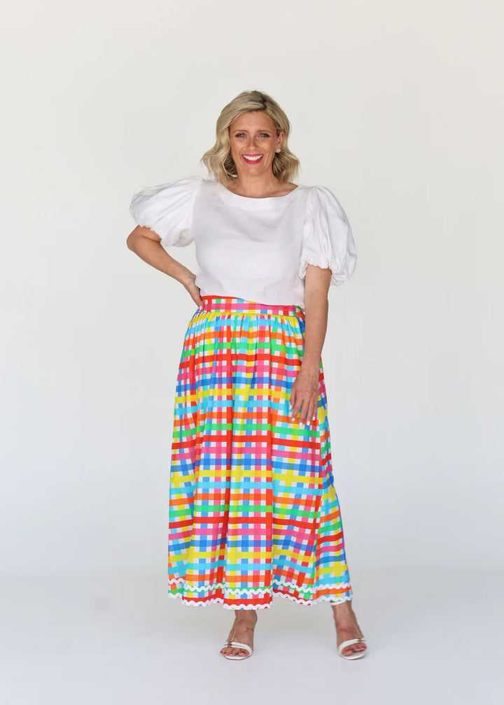 Emma Skirt Neon Gingham