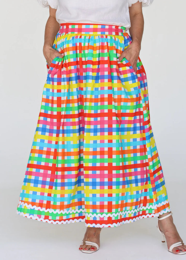 Emma Skirt Neon Gingham
