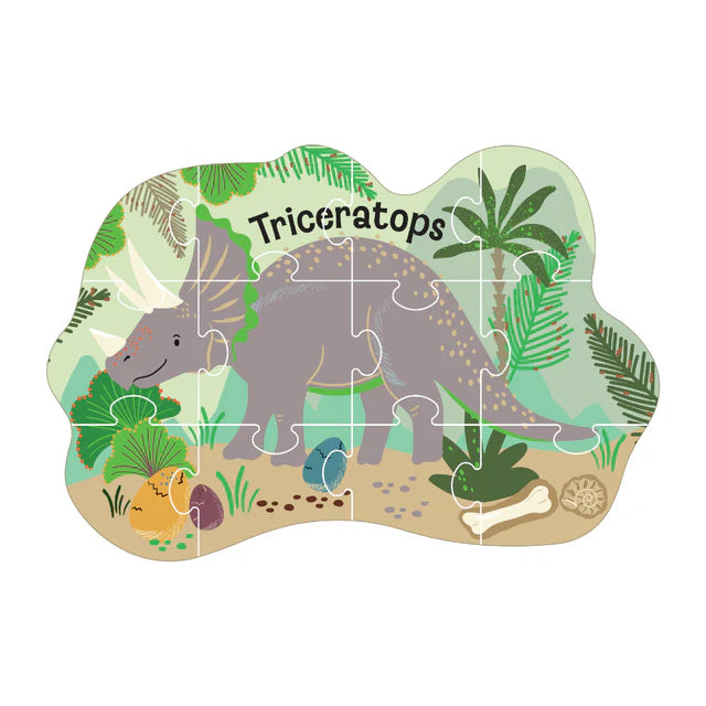 Floss & Rock 12pc Shaped Jigsaw Puzzle - Dinosaur