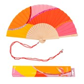 Glitter Hand Fan Waves Pink, Orange, Red & Yellowellow