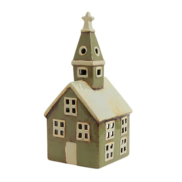 Alsace Tealight Church Olive Green