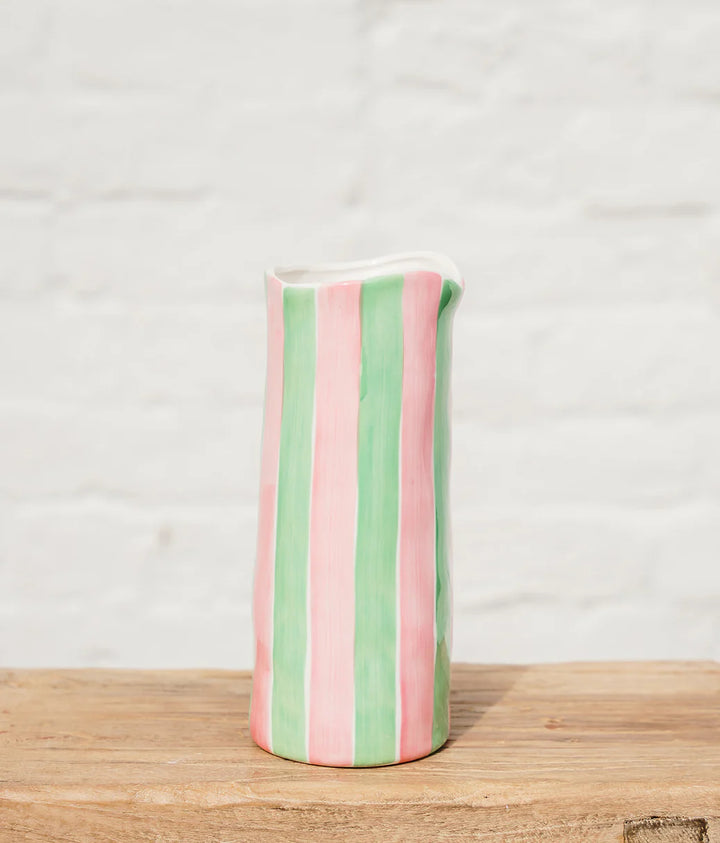 Medium Vase - Pink & Green Stripe