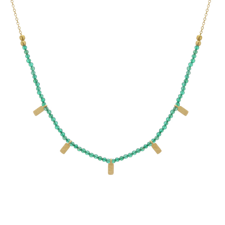 Green Onyx Choker Necklace in 18KT Yellow Gold Plate