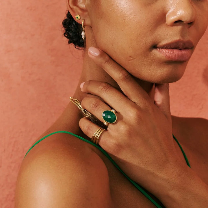 Green Onyx & Pearl Ring (7)