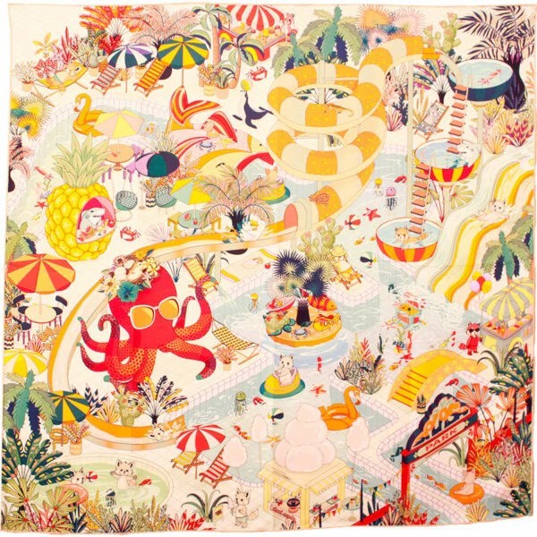 Silk Scarf Heloise Aquaparc - 50X50 cm