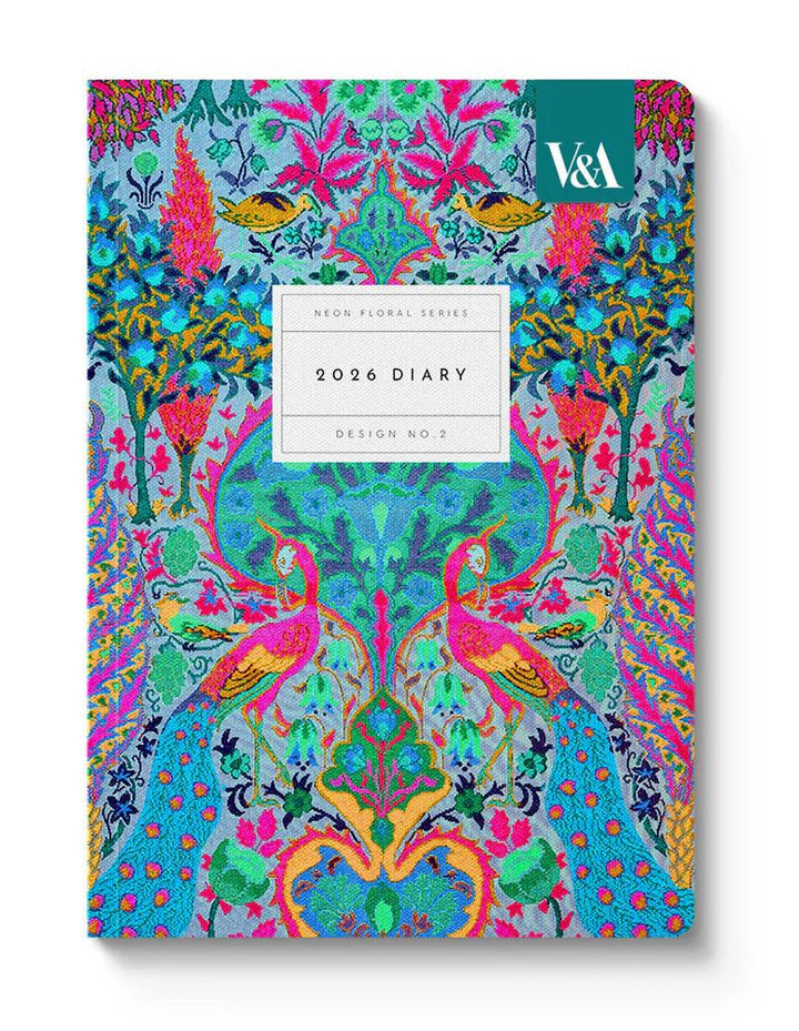 V&A  2026 A5 Diary-Neon Floral Peacock