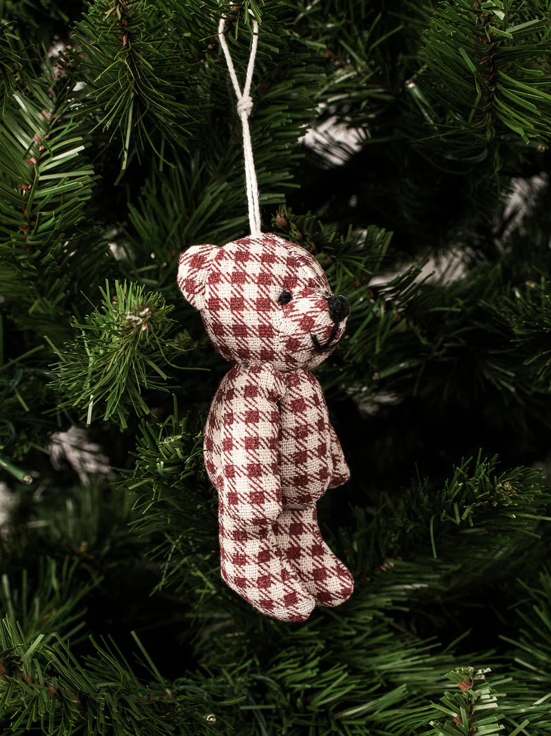 Hanging Teddy Bear Red Gingham