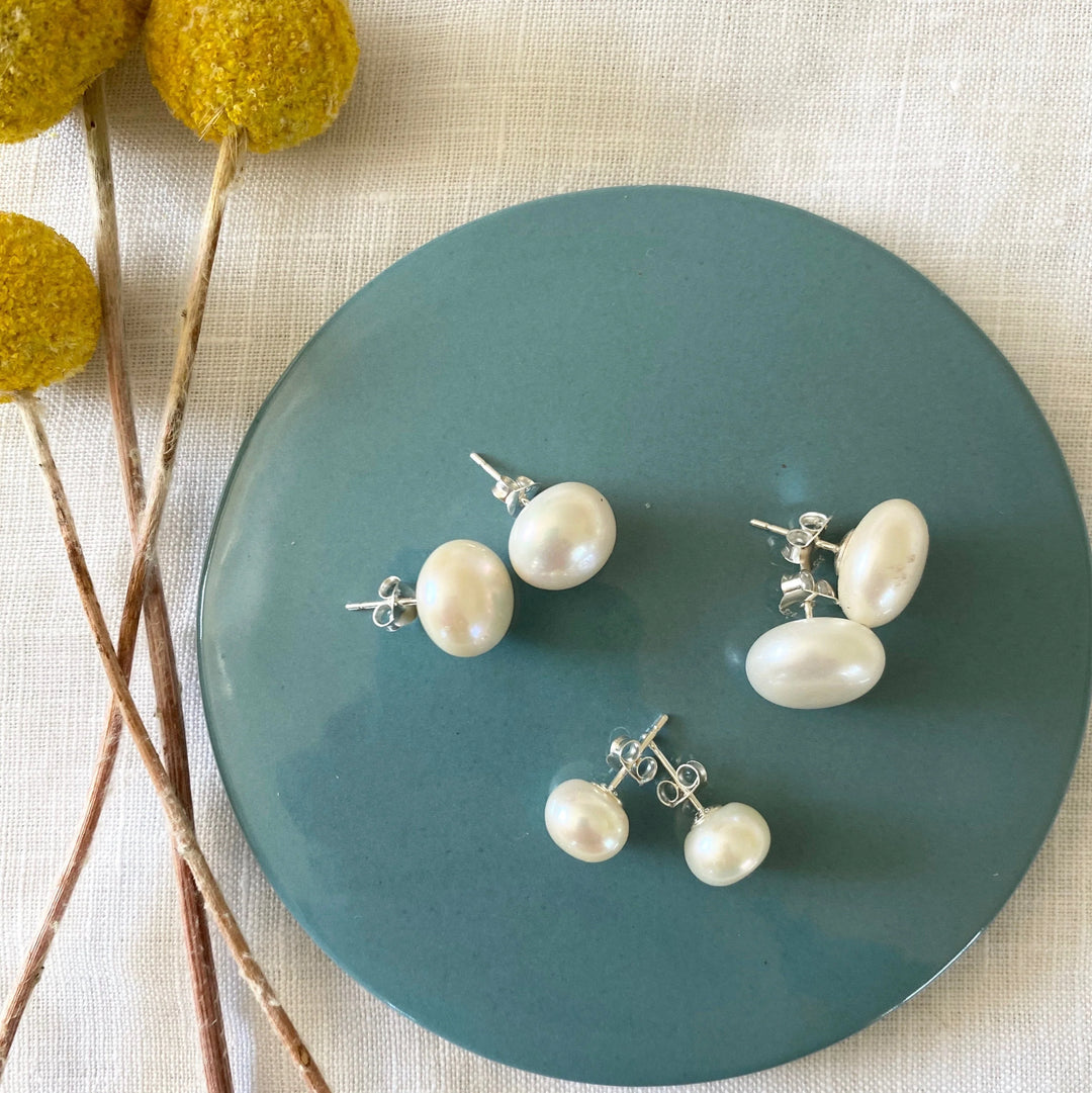 Sterling Silver Freshwater Pearl Stud Earrings